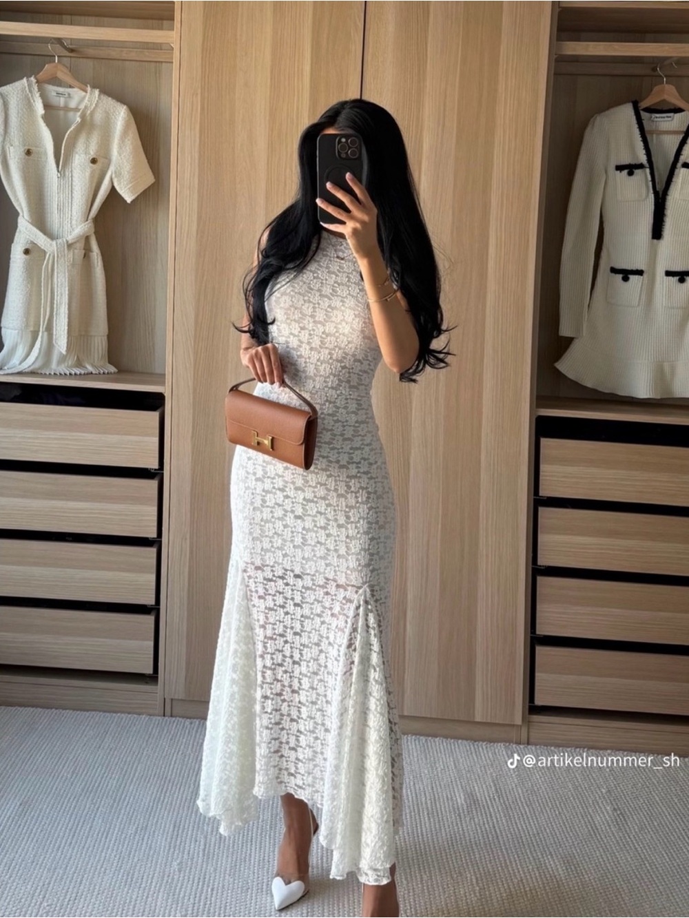 Zara long oyster  lace maxi dress
